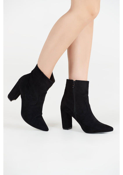 Suede high heel hot sale ankle boots